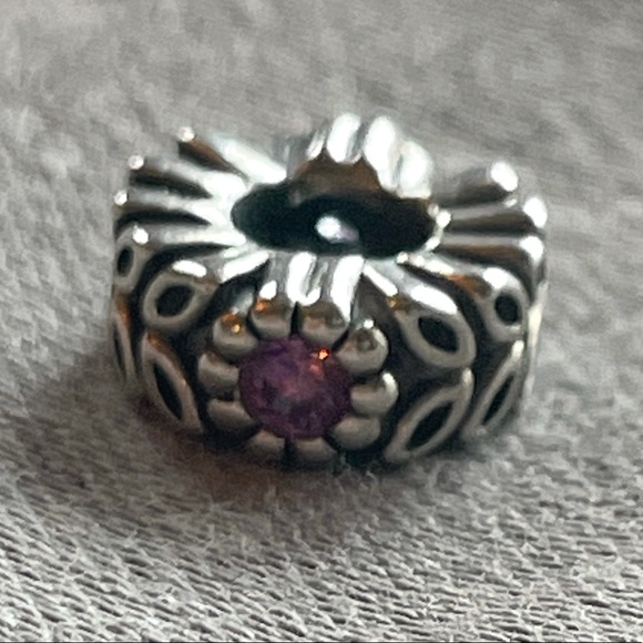 Pandora Retired Purple Floral Charm - Picture 3 of 6